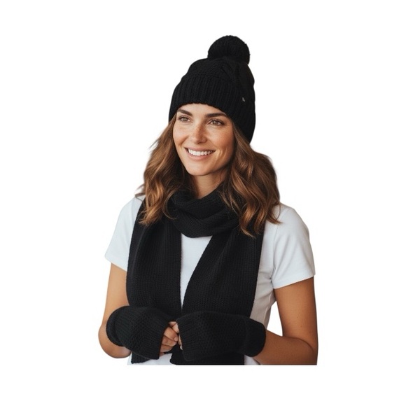 Time And Tru Honeycomb Knit Beanie, Scarf And Gloves Gift Set - Picture 7 of 13